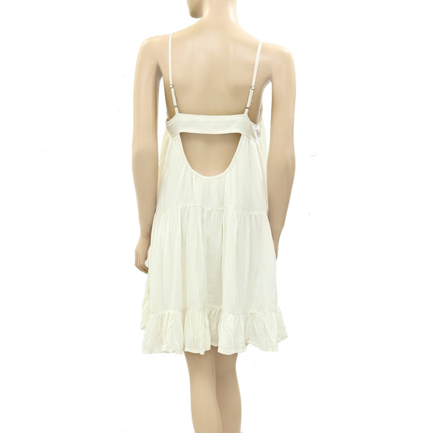 Ecote Urban Outfitters Maddie Tiered Sundress Ivory Mini Dress S