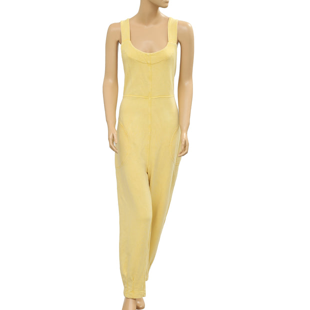 Free People Tie Back Sleeveless Pocket Yellow Playsuit Jumpsuit S New