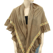 Ewa I Walla Mirror Embroidered Ruffle Wrap Triangle Scarf