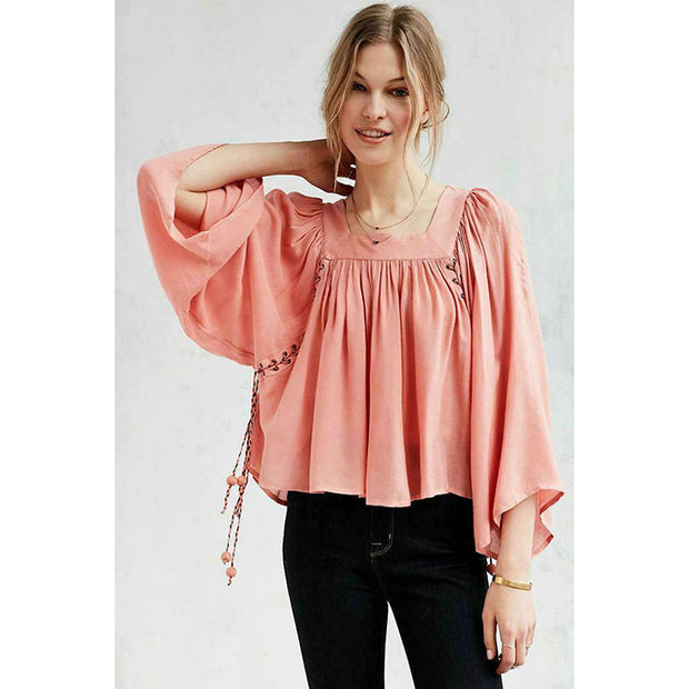 Kimchi Blue Urban Outfitters Mayla 桃色短款衬衫上衣 M