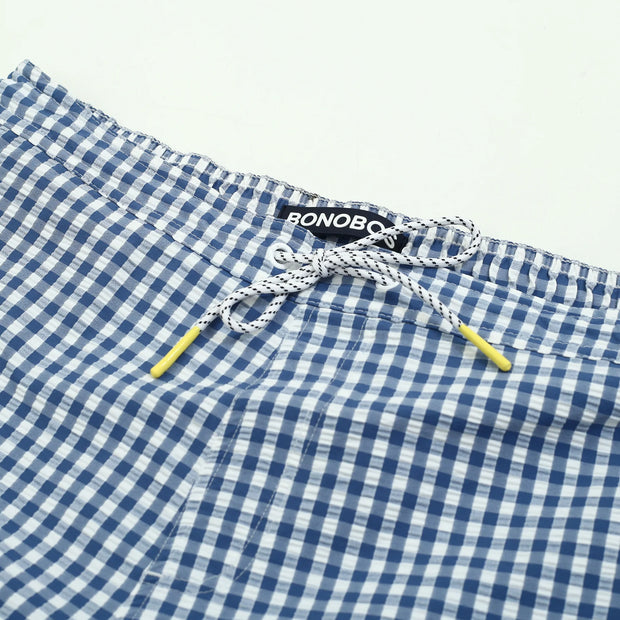 Bonobos Blue And White Gingham Print Swim Shorts XS