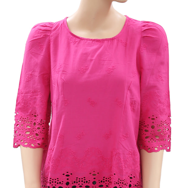 Tintoretto Floral Eyelet Embroidered Blouse Top M