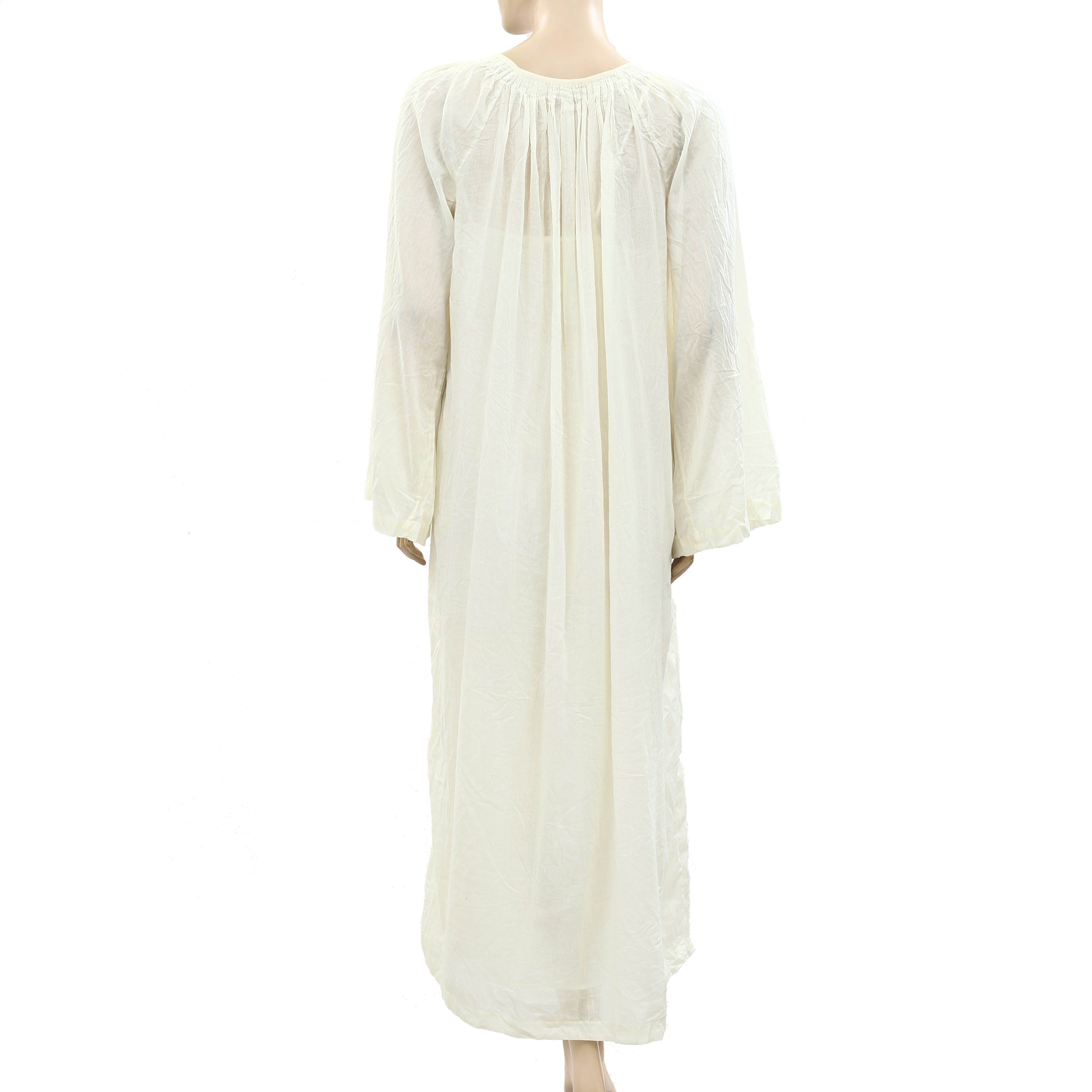 Doen Solid Ruched Nightgown Maxi Dress S White Chocolate Couture