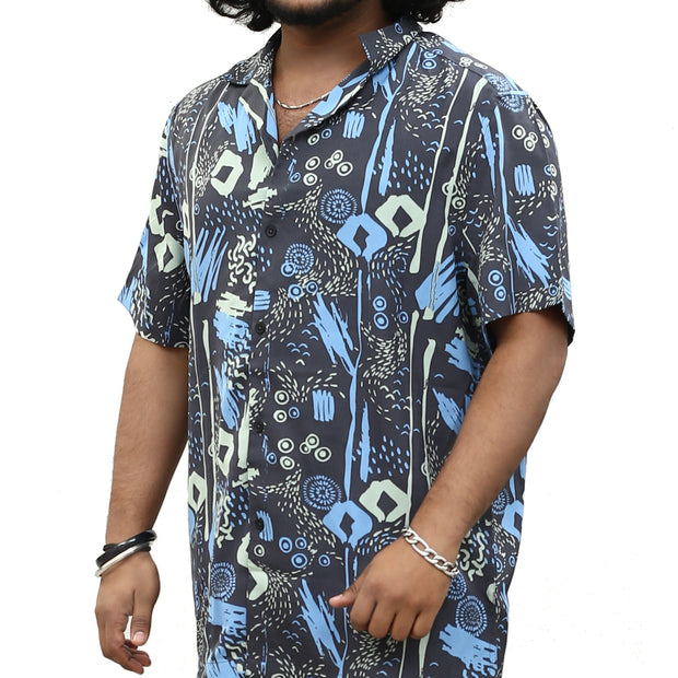 ASOS DESIGN Men's Revere Inspired Print Shirt XL
