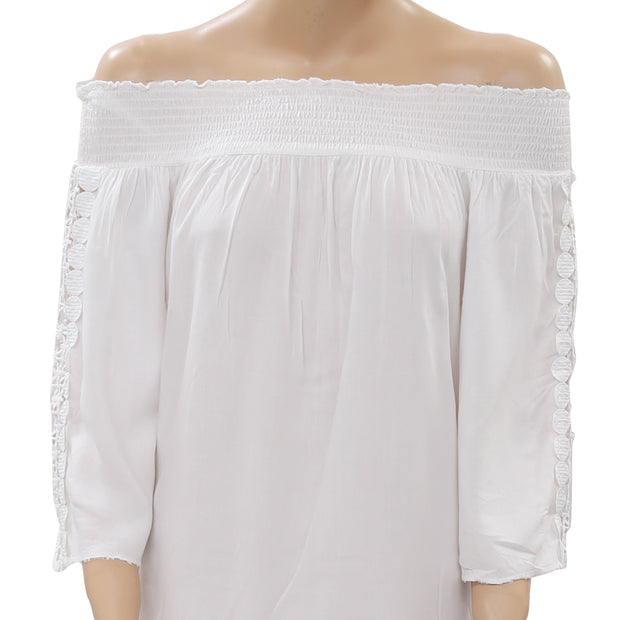 Blue Island Crochet Lace Tunic Glam Dress S