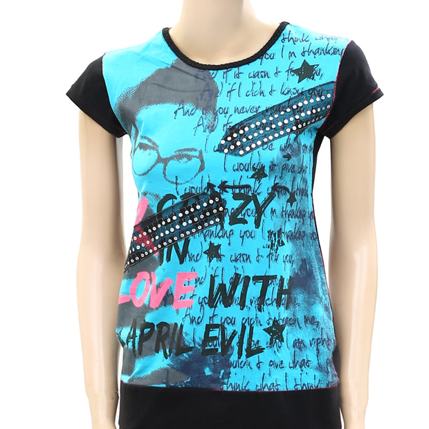 Desigual Printed Sequin Embellished Blouse Top T-Shirt XS