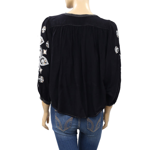 Anthropologie Remy Embroidered Blouse Shirt Top