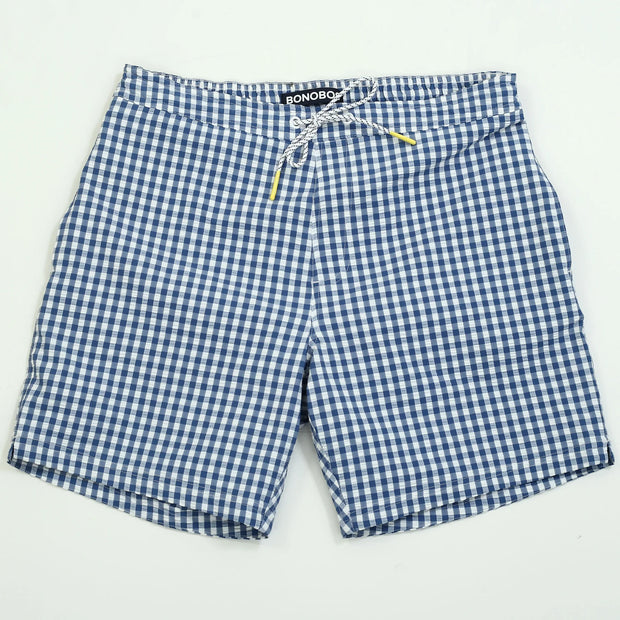 Bonobos Blue And White Gingham Print Swim Shorts XS