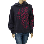 Maeve Anthropologie Waverly Embroidered Hoodie Pullover Top