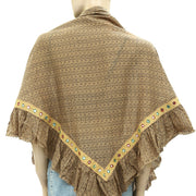 Ewa I Walla Mirror Embroidered Ruffle Wrap Triangle Scarf