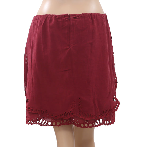 IRO Carina Eyelet Embroidered Mini Skirt M