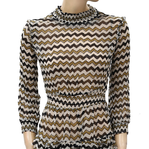 HD In Paris Anthropologie Sierade Zigzag Mini Dress XS