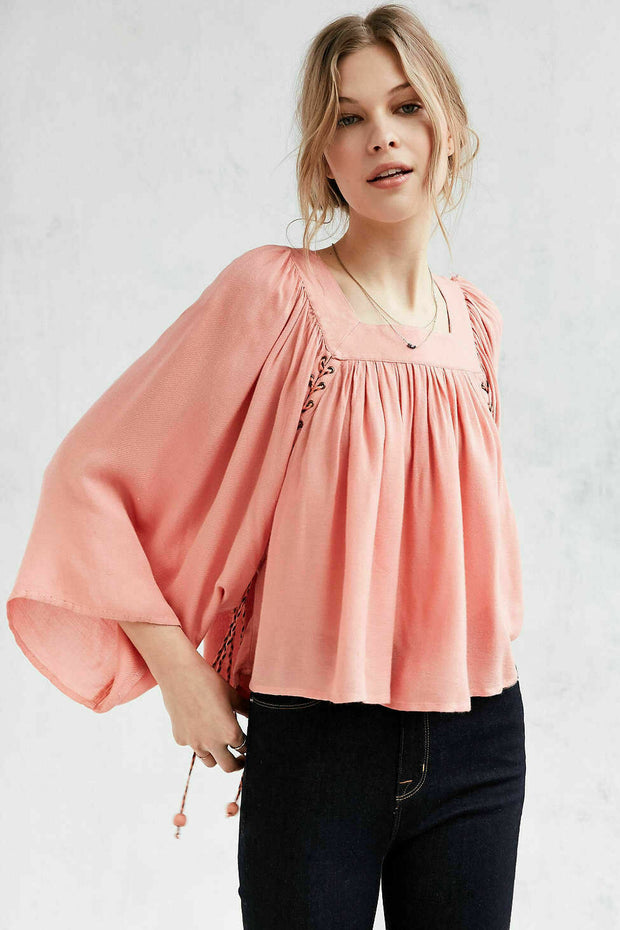 Kimchi Blue Urban Outfitters Mayla 桃色短款衬衫上衣 M