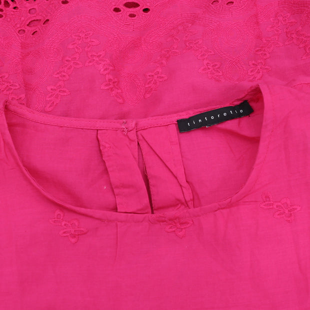 Tintoretto Floral Eyelet Embroidered Blouse Top M