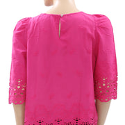 Tintoretto Floral Eyelet Embroidered Blouse Top M