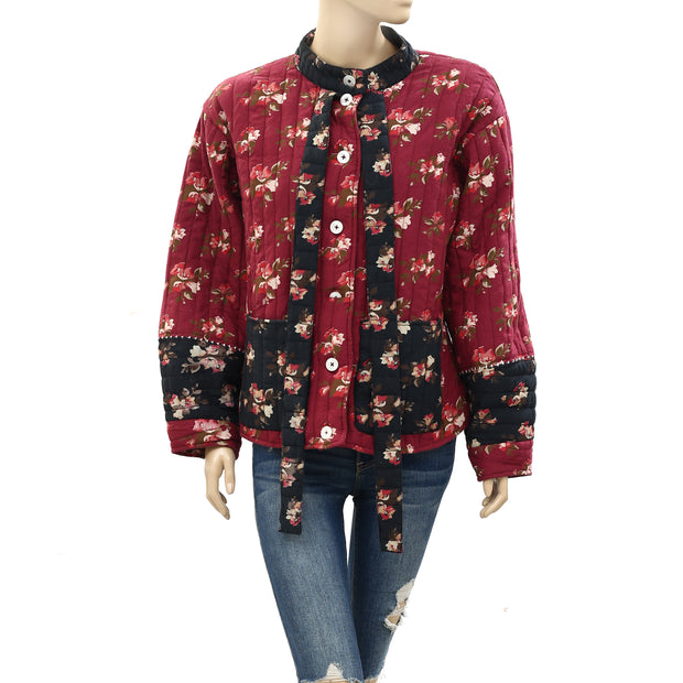 Ulla Johnson Floral Printed Quilted Buttondown Jacket Top M