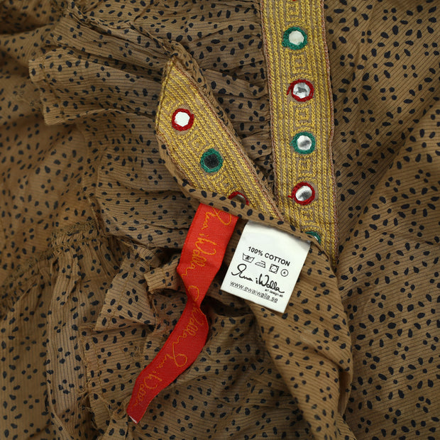 Ewa I Walla Mirror Embroidered Ruffle Wrap Triangle Scarf