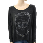 Guess Printed Sequin Embroidered Blouse T-Shirt Top XS
