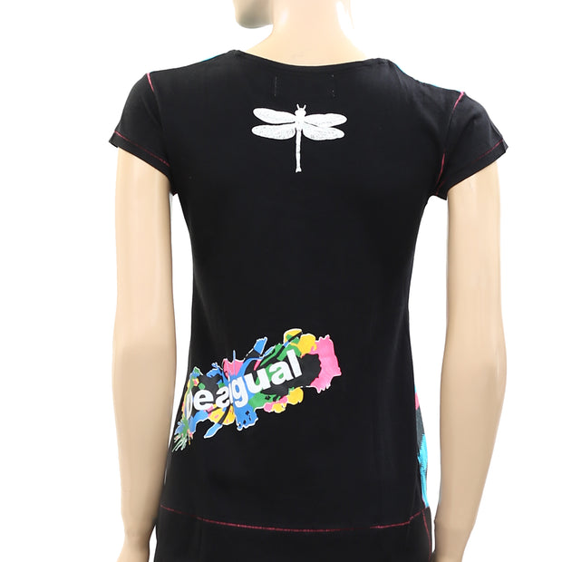 Desigual Printed Sequin Embellished Blouse Top T-Shirt XS