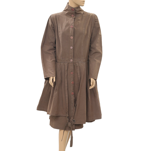 Ewa I Walla Peasant Lagenlook Vintage Buttondown Coat Jacket Dress M