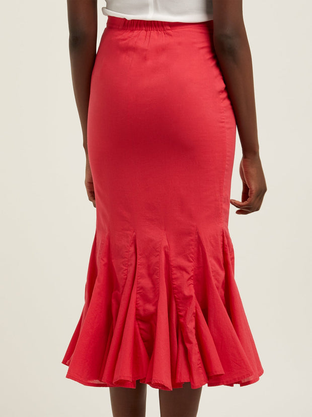 RHODE RESORT Sienna Fishtail Cotton Midi Skirt M