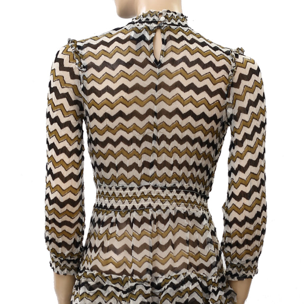HD In Paris Anthropologie Sierade Zigzag Mini Dress XS