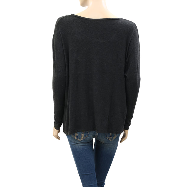 Guess Printed Sequin Embroidered Blouse T-Shirt Top XS