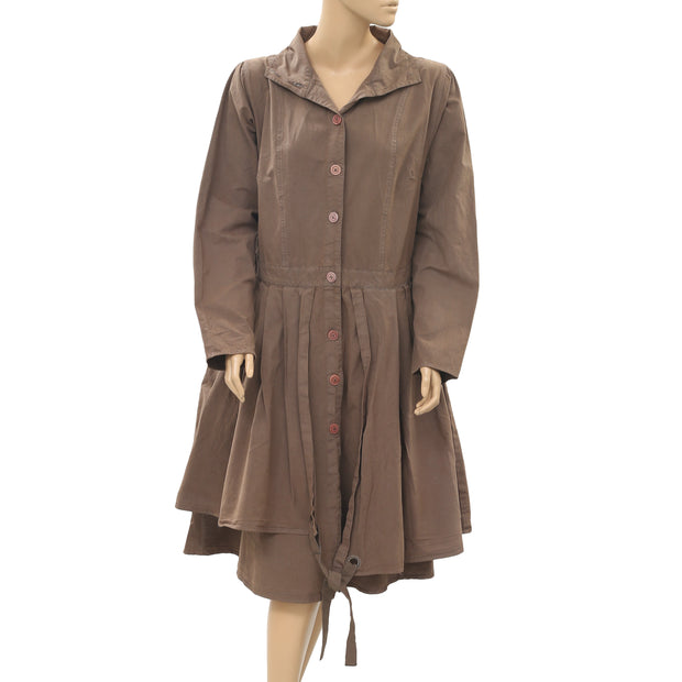 Ewa I Walla Peasant Lagenlook Vintage Buttondown Coat Jacket Dress M