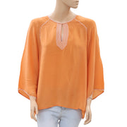 Saivana Anthropologie Embroidered Orange Tunic Top