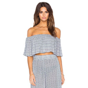Mara Hoffman Pinwheel Stripe Printed Cropped Top L