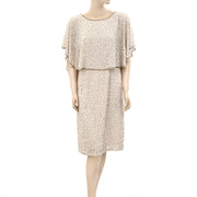 Monsoon Azalea Cape Gold Bead Embellished Nude Dress S