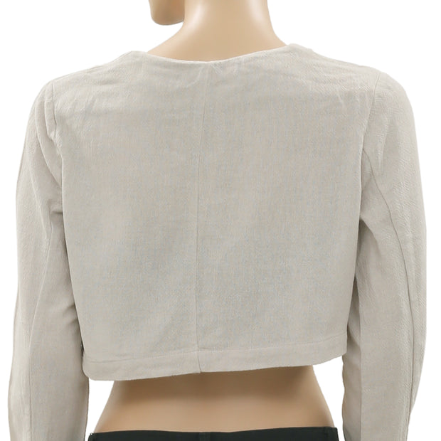 New Free People Long Sleeves Cotton Ivory Shrug Coverup Small S