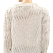 Indi & Cold Polka Dot Printed Ivory Blouse Top S