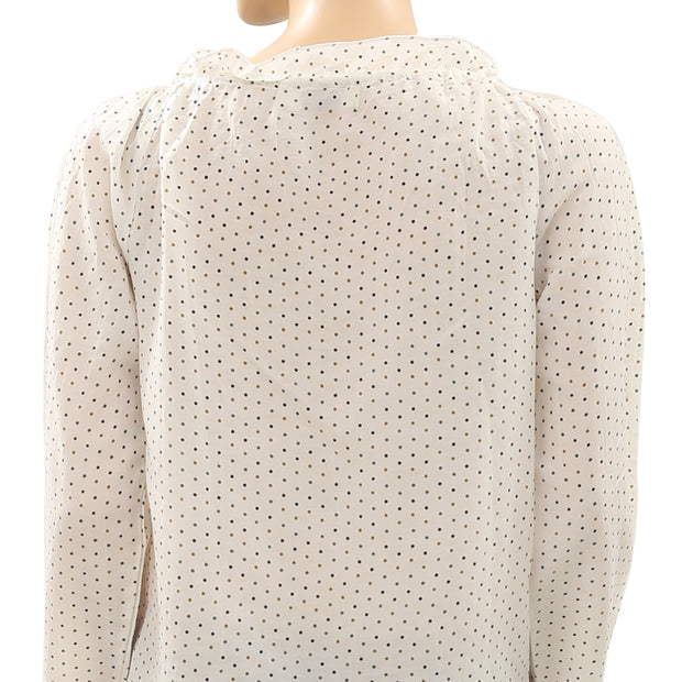 Indi & Cold Polka Dot Printed Ivory Blouse Top S