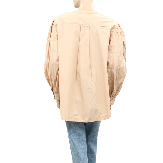 Ulla Johnson Nude Button Down Blouse Top L