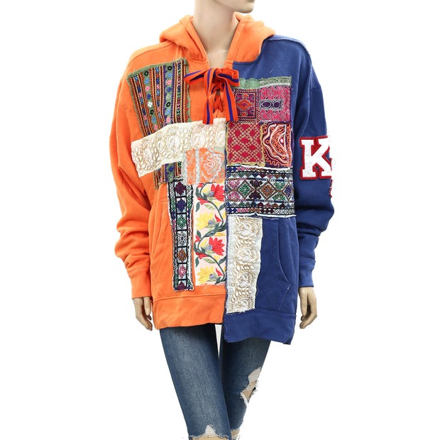 Kimchi Blue Urban Outfitters Campbell Patchwork Hoodie Sweatshirt Top