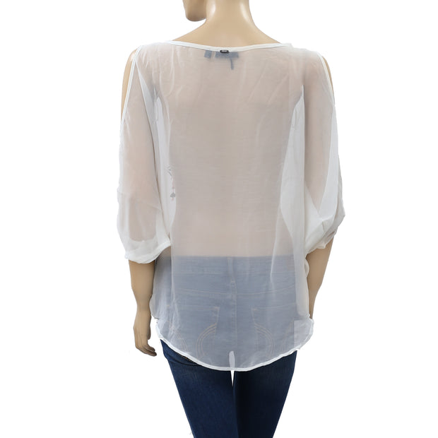 Dex Floral Embroidered Kimono Tunic Top XS
