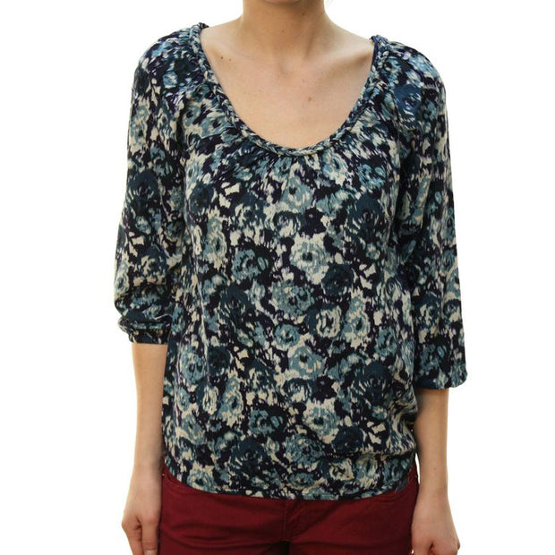 Lucky Brand Printed Braided Vintage Boho Blouse Top S