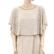 Monsoon Azalea Cape Gold Bead Embellished Nude Dress S