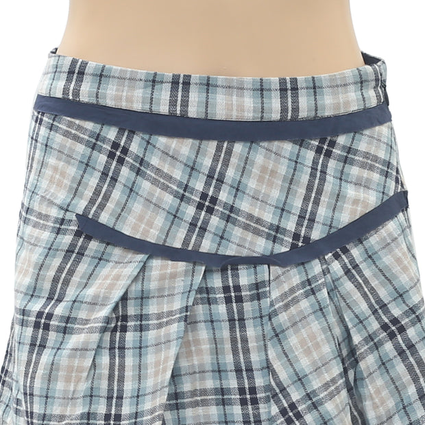 Free People Plaid & Check Printed Mini Skirt S