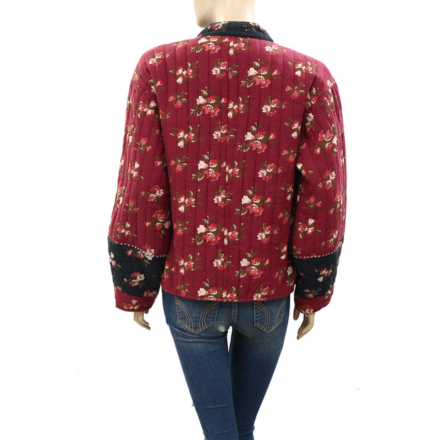 Ulla Johnson Floral Printed Quilted Buttondown Jacket Top M