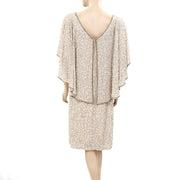 Monsoon Azalea Cape Gold Bead Embellished Nude Dress S