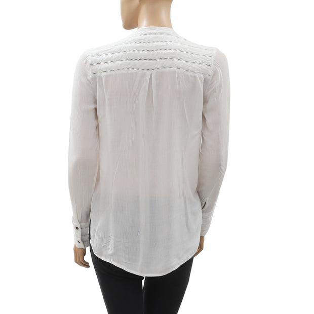 JACHS Girlfriend Lace Up Boho Blouse Top S