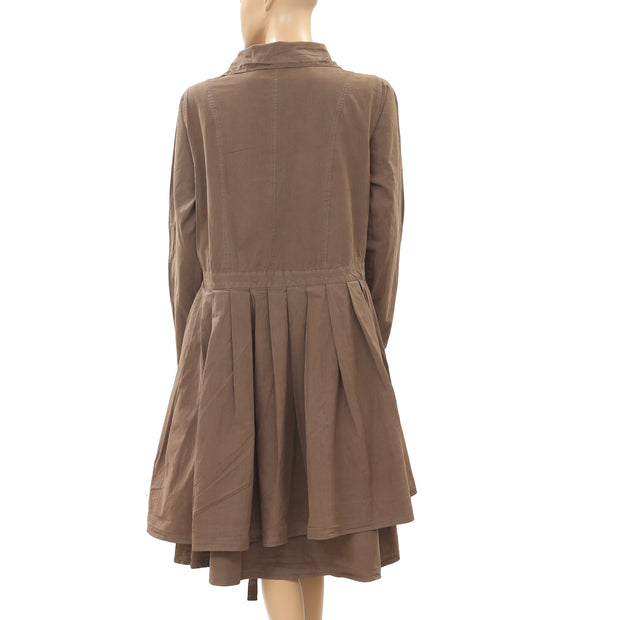 Ewa I Walla Peasant Lagenlook Vintage Buttondown Coat Jacket Dress M