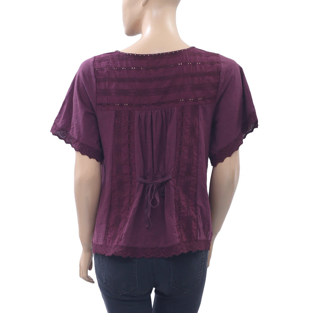 Odd Molly Anthropologie 孔眼刺绣衬衫上衣 XS