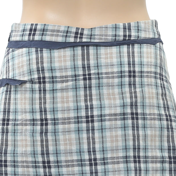 Free People Plaid & Check Printed Mini Skirt S