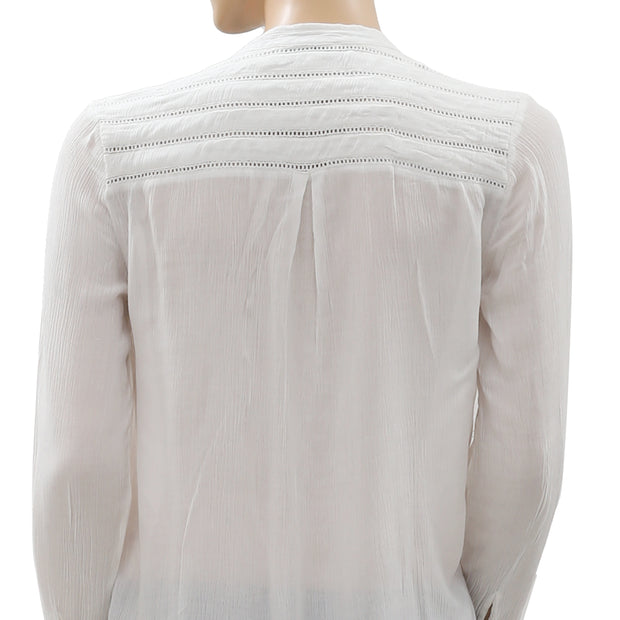 JACHS Girlfriend Lace Up Boho Blouse Top S