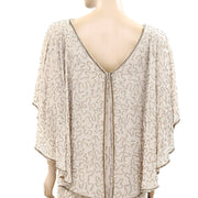 Monsoon Azalea Cape Gold Bead Embellished Nude Dress S