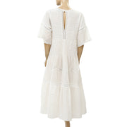 FRYE x Anthropologie Pintuck Ivory Lace Midi Dress