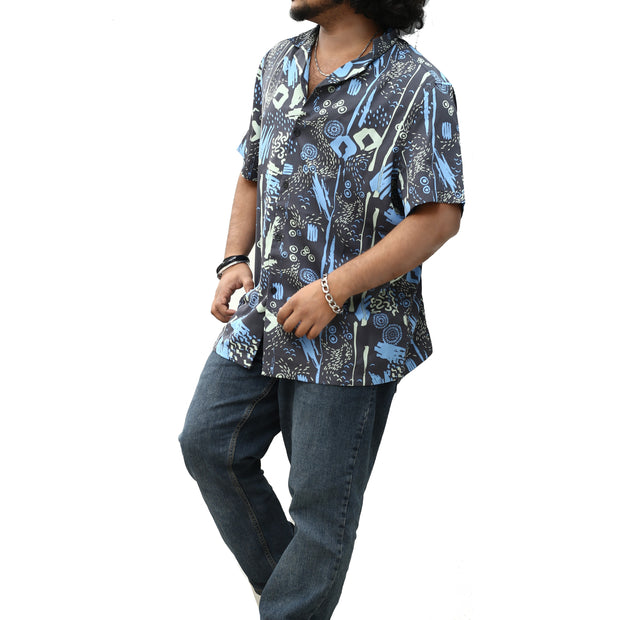 ASOS DESIGN Men's Revere Inspired Print Shirt XL